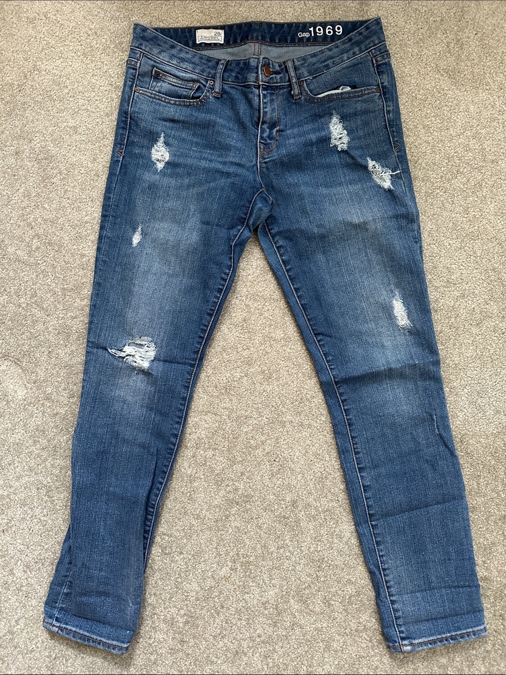 GAP Distressed Dark Blue Skinny Jeans